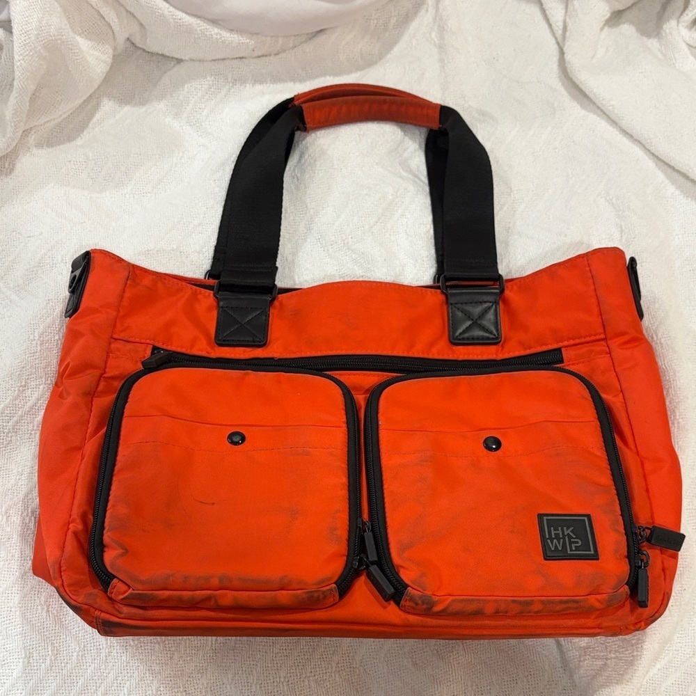 Ihkwip Orange Tote Bag with Dual Front Pockets